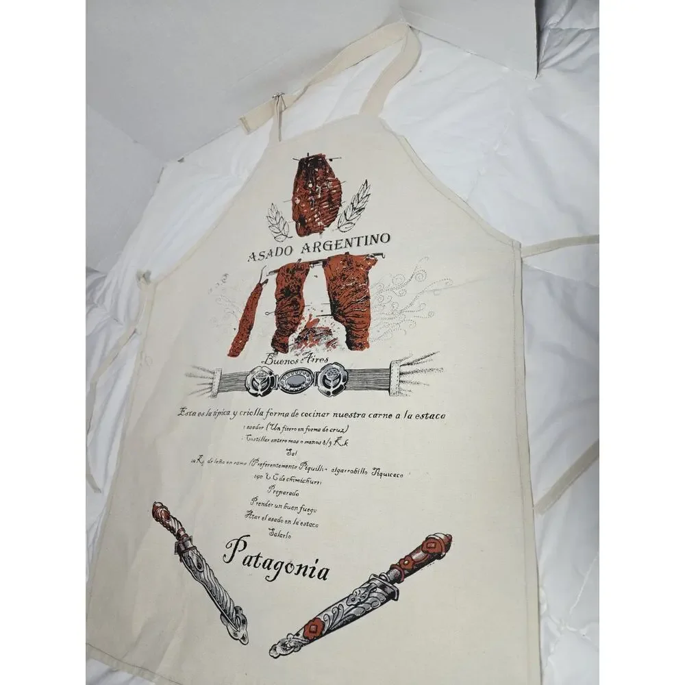 Patagonia Apron Delantal Asado Argentino Recipe Cortes Canvas Vtg Buenos Aires